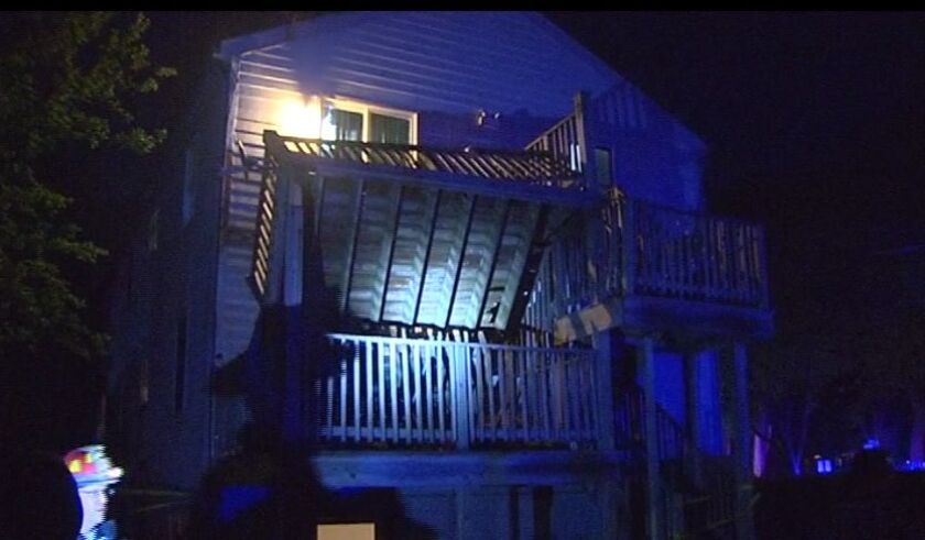 Multiple people were injured when a porch collapsed Monday night in north suburban Evanston. | Network Video Productions