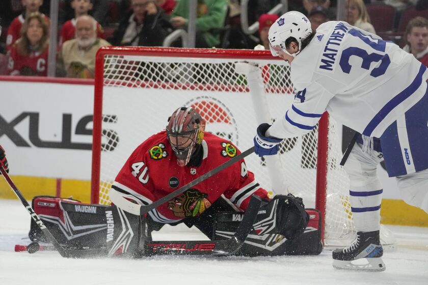 Arvid Soderblom made 34 saves in the Blackhawks’ win Friday.