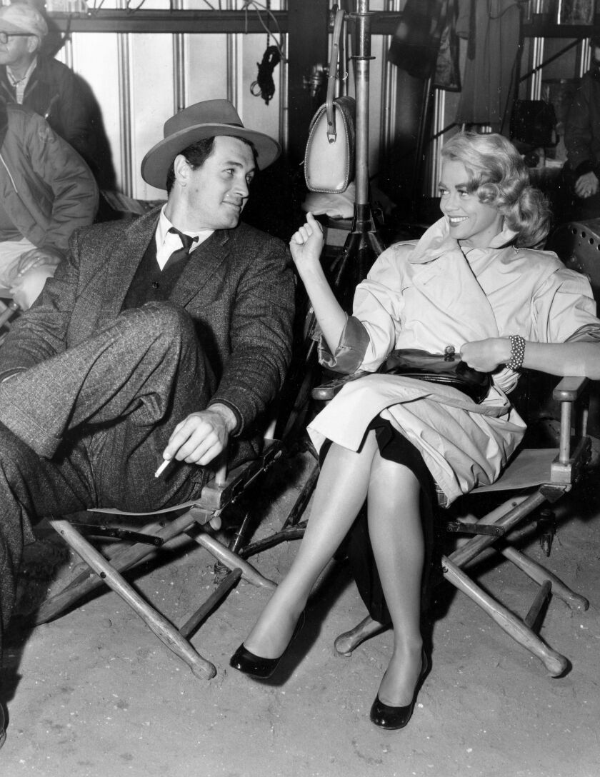 This 1957 file photo shows actor Rock Hudson and actress Dorothy Malone on the set of “The Tarnished Angels” in Hollywood, Calif. | AP Photo, File