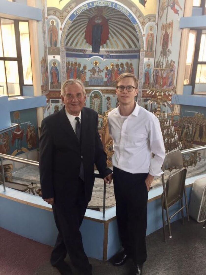 “Zen” Mazurkevich with his son Dorian at St. Joseph the Betrothed Ukrainian Catholic Church on the Northwest Side.