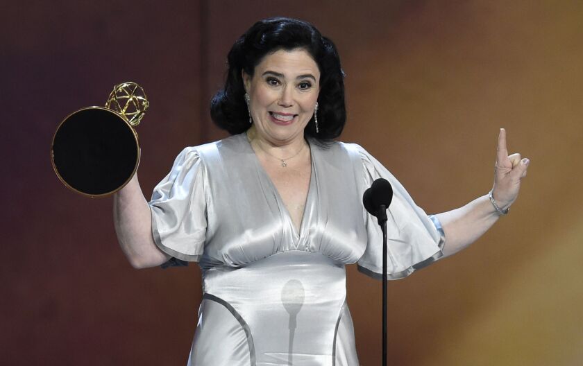 Alex Borstein accepts the award for outstanding supporting actress in a comedy series for “The Marvelous Mrs. Maisel.” | Chris Pizzello/Invision/AP