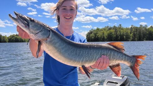 Kaiden Schrieber and his really big first muskie.