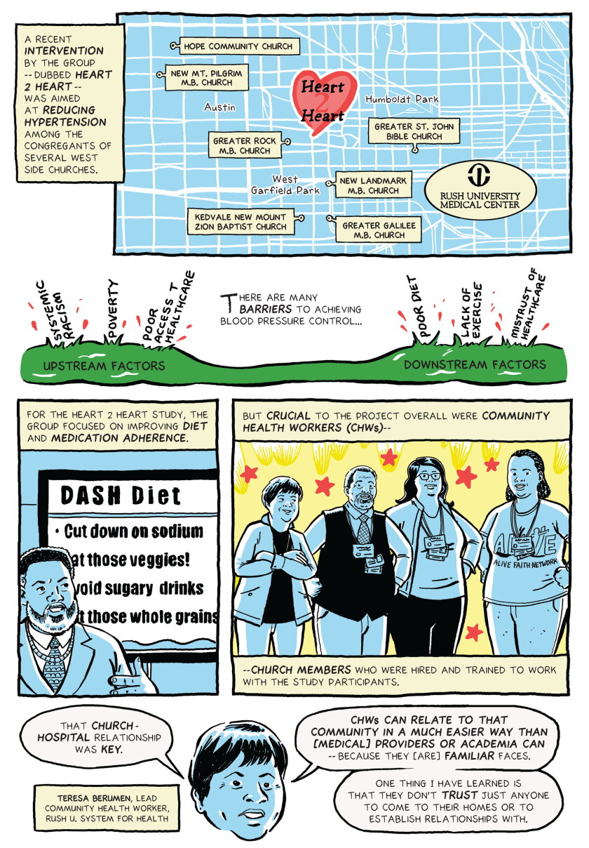 Page 2 of the journalistic comic "Closing the gap."