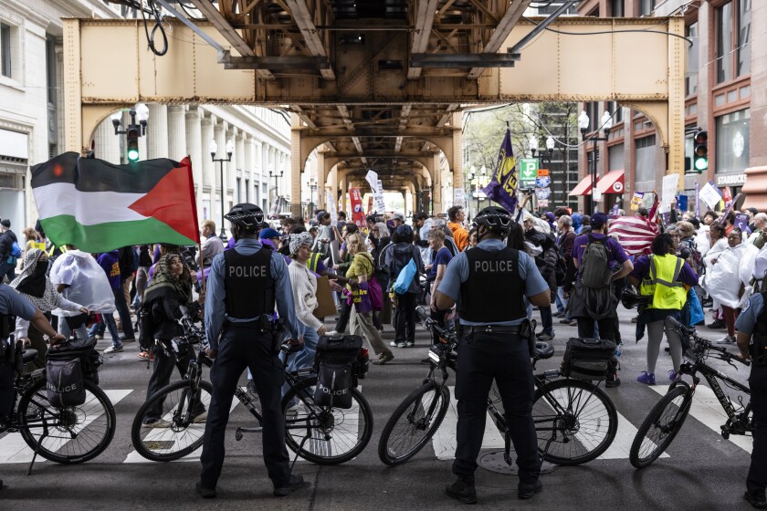 Thousands marched May 1, 2025, in Downtown Chicago to commemorate May Day, also known as International Workers’ Day. | Ashlee Rezin/Sun-Times file
