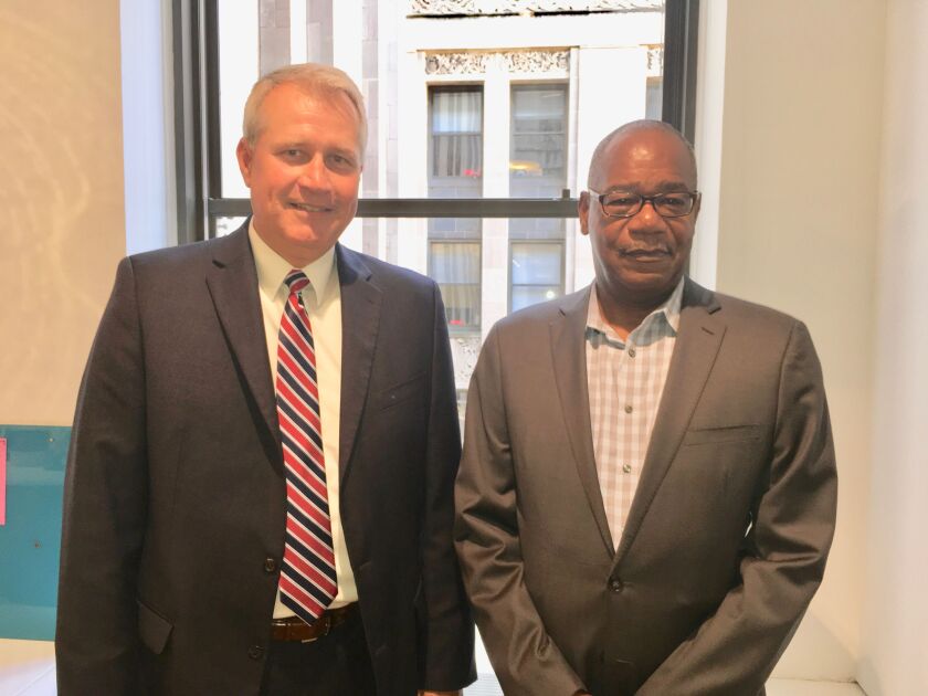 Steve VanDrunen (L), is President/CEO of the 14-year-old Providence Bank & Trust, which has $630 million in assets. Darrell Hubbard is President/CEO of the 8-year-old Urban Partnership Bank, which has $450 million in assets. Urban Partnership has been
