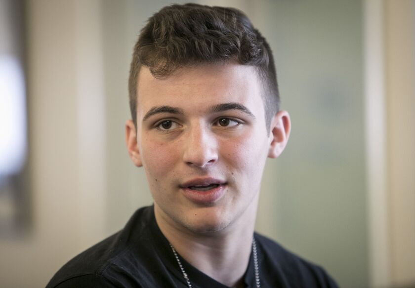Parkland student Cameron Kasky in the Sun-Times newsroom | Rich Hein/Sun-Times