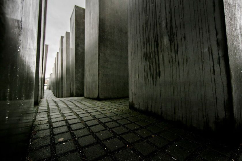 <small><strong>Some of the 2,711 polished marble blocks, or ‘stellae’ can be seen at the Memorial to the Murdered Jews of Europe, also called the Holocaust Memorial on January 27, 2015 in Berlin, Germany. Thousands of people will come together today to re