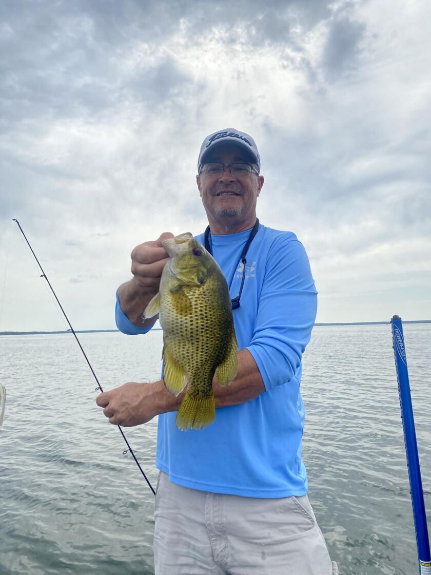 Lawrence Narro with a big honking rock bass from Black Lake in northern Michigan. Provided photo