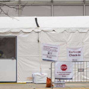 COVID-19 testing area at University of Chicago Hospital, Friday, March 20, 2020.