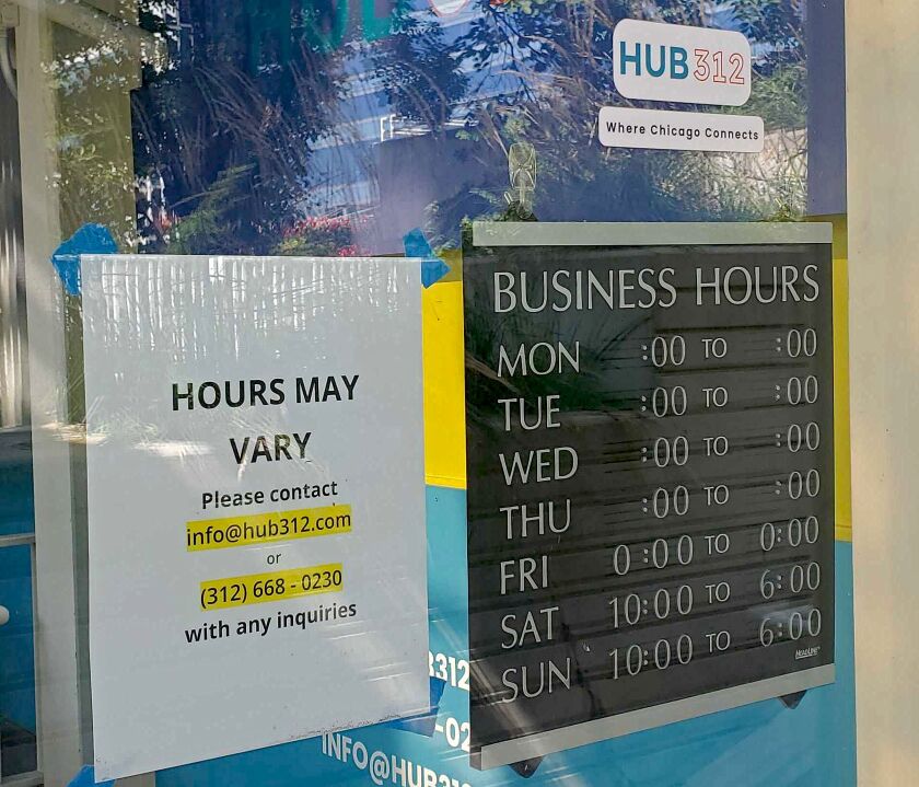 No weekdays hours are posted anymore at HUB312, the Millennium Park bike station. It is closing for temporarily Sept. 30.