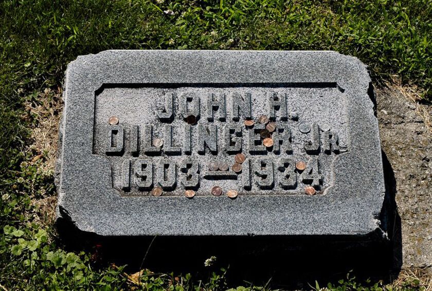 John Dillinger’s gravestone at Crown Hill Cemetery in Indianapolis.