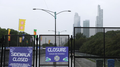 A fence outside of the music festival Sueños in Chicago.