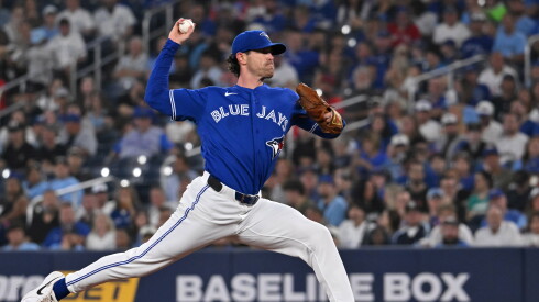 Shane Bieber during first inning in Toronto on Saturday.