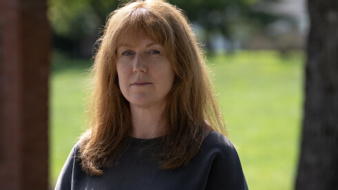 Michele Boehmke stands outside The Church of Jesus Christ of Latter-day Saints in Dublin, Ohio, recently.