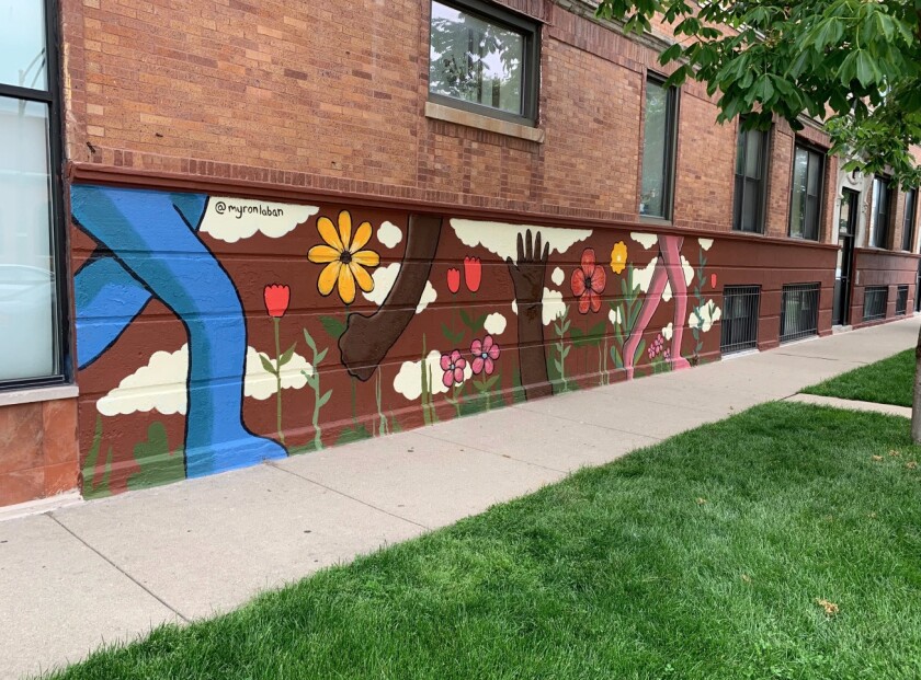 This mural at 2834 W. Roosevelt Rd. is among the works that Myron Laban created in his “Uplift” series around Chicago.
