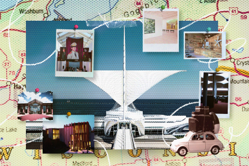 A collage of art-filled destinations in Wisconsin.