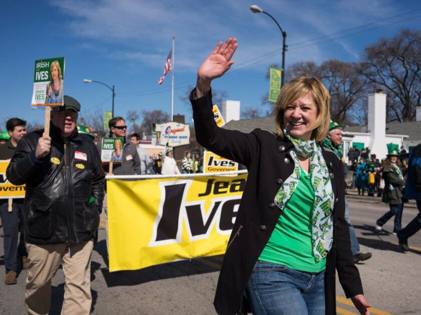 Gubernatorial candidate Jeanne Ives participates in the South Side Irish Parade earlier this year. File Photo.| Max Herman/For the Sun-Times