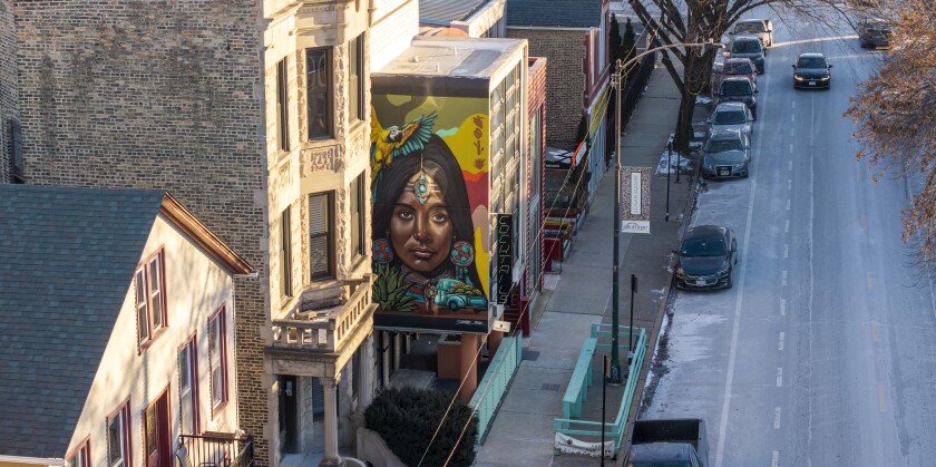 The mural is on a south-facing wall of La Licor Panamericana on North California Street.