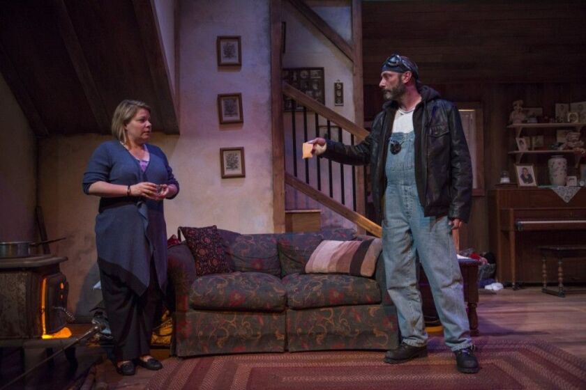 David Krajecki and Jodi Kingsley in Conor McPherson’s ‘The Birds,” a Griffin Theatre production. (Photo: Michael Brosilow)