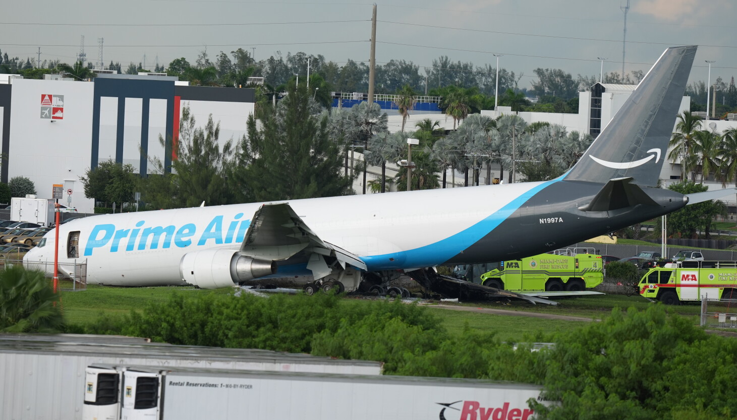 Coverage image for: At least 5 dead after Amazon cargo plane barrels off runway at Miami airport