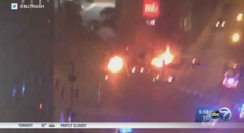 The crash scene in the 400 block of West Ohio. | ABC7 Chicago via Twitter