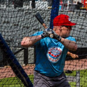 Infielder Tony Rosselli of the Chicago Dogs takes batting practice at Impact Field, May 25 2018. | James Foster/For the Sun-Times