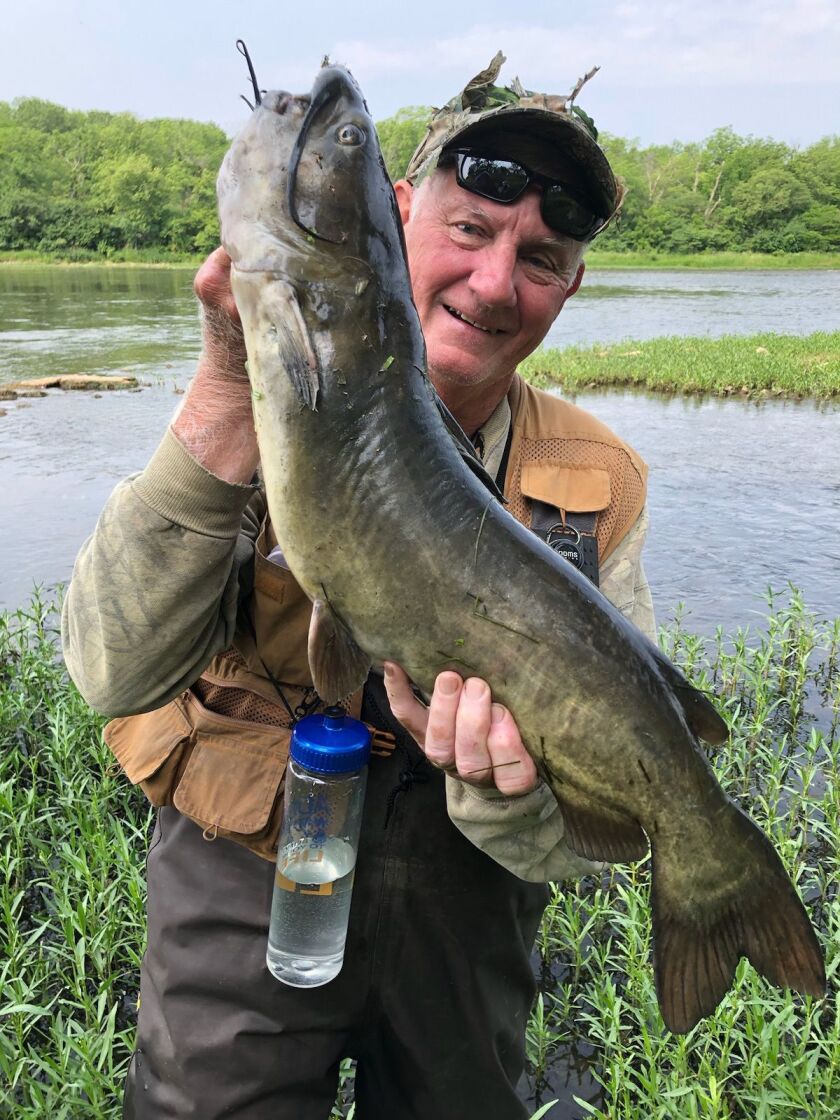A big channel catfish from the Kankakee River gave George Peters all he could handle on 6-pound line. Provided photo