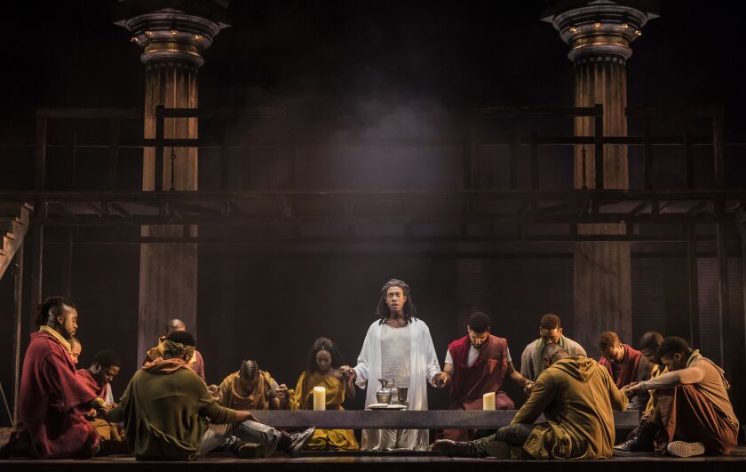 Evan Tyrone Martin (center) plays Jesus of Nazareth in Paramount Theatre’s 2017 production of “Jesus Christ Superstar.” (Photo: Liz Lauren)