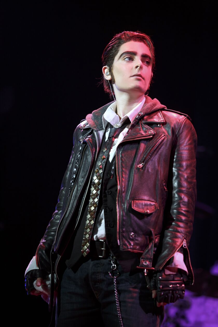 Hannah Corneau plays Yitzak in “Hedwig and the Angry Inch” at the Oriental Theatre. (Photo: Joan Marcus)