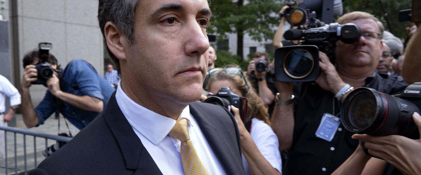 Michael D. Cohen, former personal lawyer to President Donald Trump, leaving federal court in August 2018 after reaching a plea deal in New York.