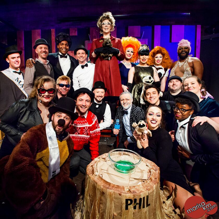 The cast of “The Gobbler’s Knob Groundhog Day Spectacular.”