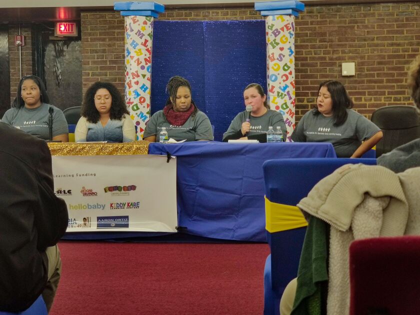 Mothers from across the city speak at a panel in an Englewood church about how important funding is for keeping critical childcare centers open in their neighborhoods. The panel was held on Nov. 19, 2019.