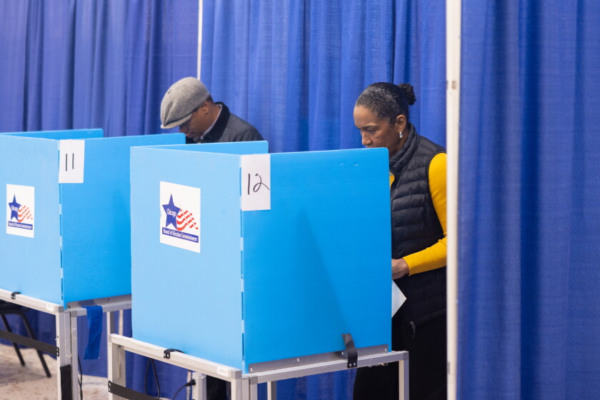 Lt. Gov. Juliana Stratton, candidate for U.S. Senate, votes in the 2026 Illinois general election on Oct. 20, 2026.