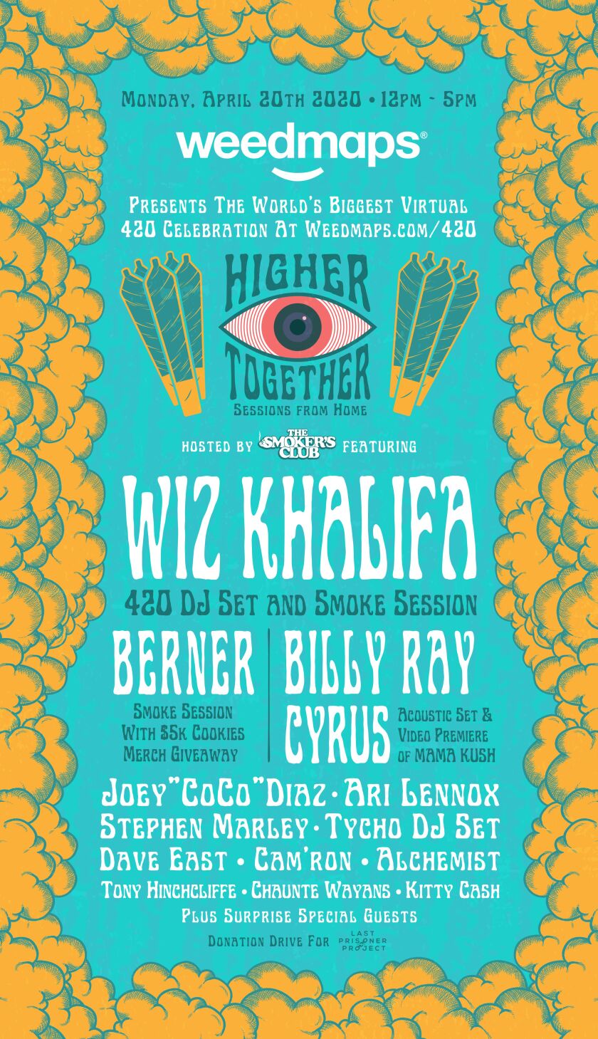 Weedmaps created “Higher Together: Sessions from Home,” where notable musicians, DJs, comedians and other influencers perform exclusive sets from their homes and debut new content via live stream. | Weedmaps