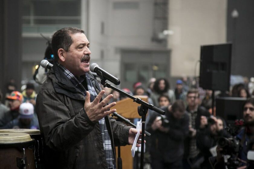 Hundreds gather at Daley Plaza for an anti-Trump rally on Inauguration Day, Jan. 20, 2017. | Ashlee Rezin/Sun-Times