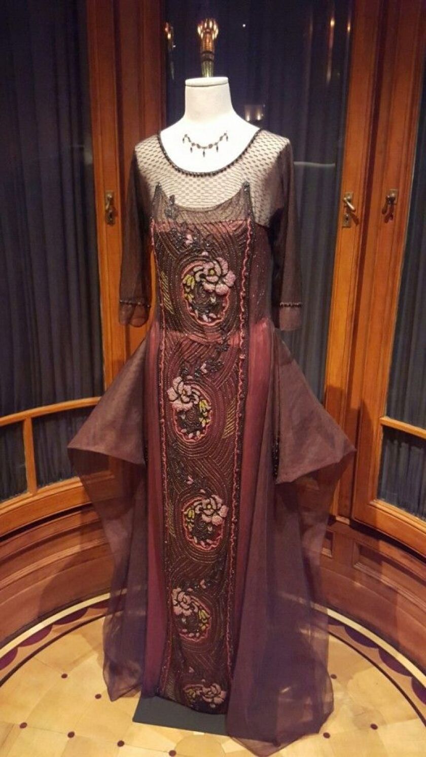 Lady Cora Crawley (Elizabeth McGovern), “Downton Abbey” season 3. Silk evening dress with net overlay and beaded panel in front. | PHOTO BY MIRIAM DI NUNZIO/SUN-TIMES