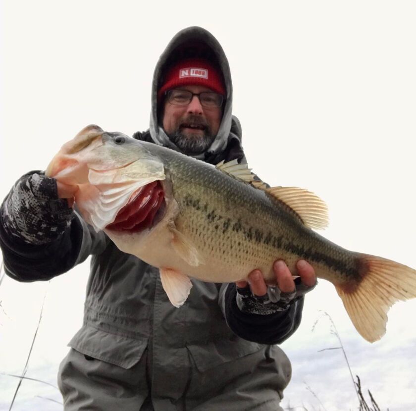 Ken “Husker” O’Malley with a big springtime largemouth bass. Provided photo
