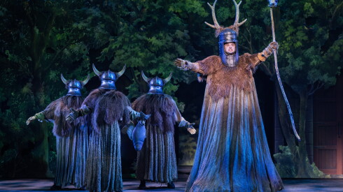 Chris Collins-Pisano and Ensemble in the North American Tour of SPAMALOT.