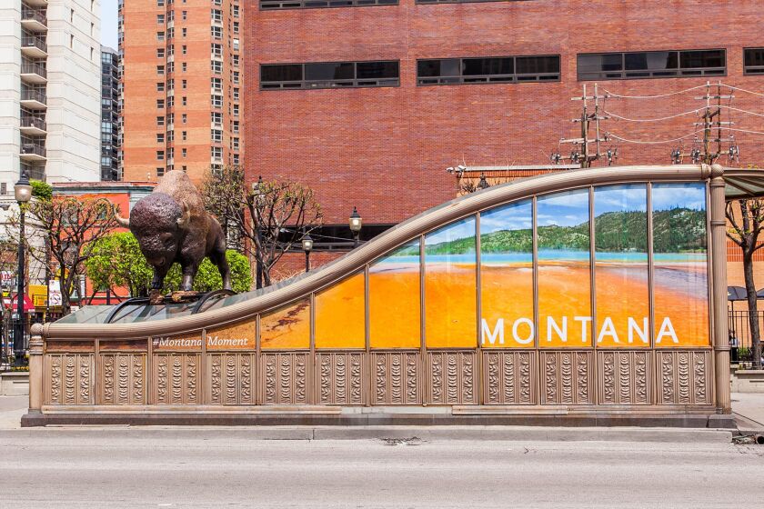 If you board the Red Line at Chicago and State, you can’t take it to Montana. But that bison is part of an ad campaign intended to make you want to visit someday. | Provided photo