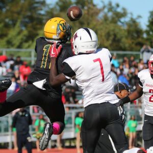 Raby’s Marshawn Foster (7) breaks up a pass. Allen Cunningham/For the Sun-Times.