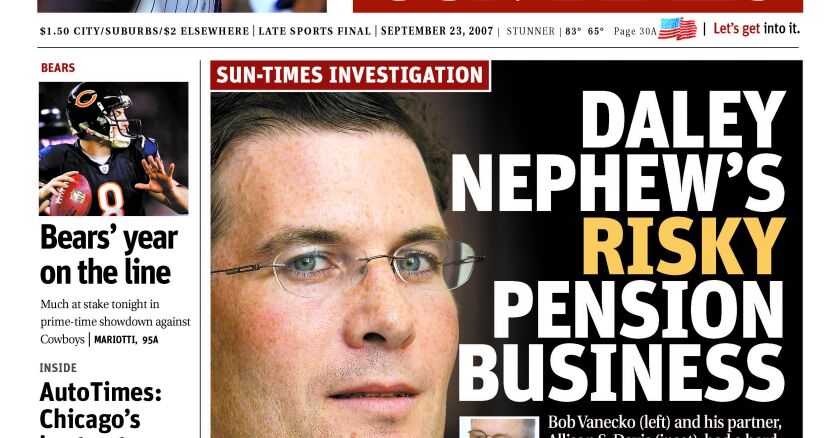 Cover of the Chicago Sun-Times Sept. 23, 2007