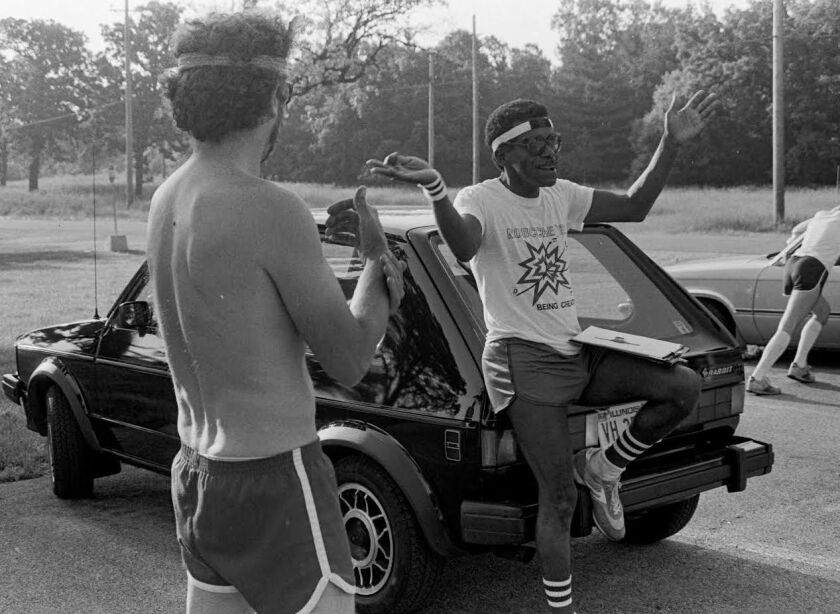 Walter McFall (right) started a running club at Argonne National Laboratory.