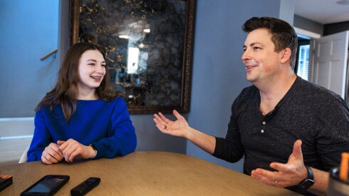 “Daniel the Different” authors and father and daughter Ty Thompson (right) and Vaughn Thompson at their home in Lakeview, Friday, March 27, 2026.