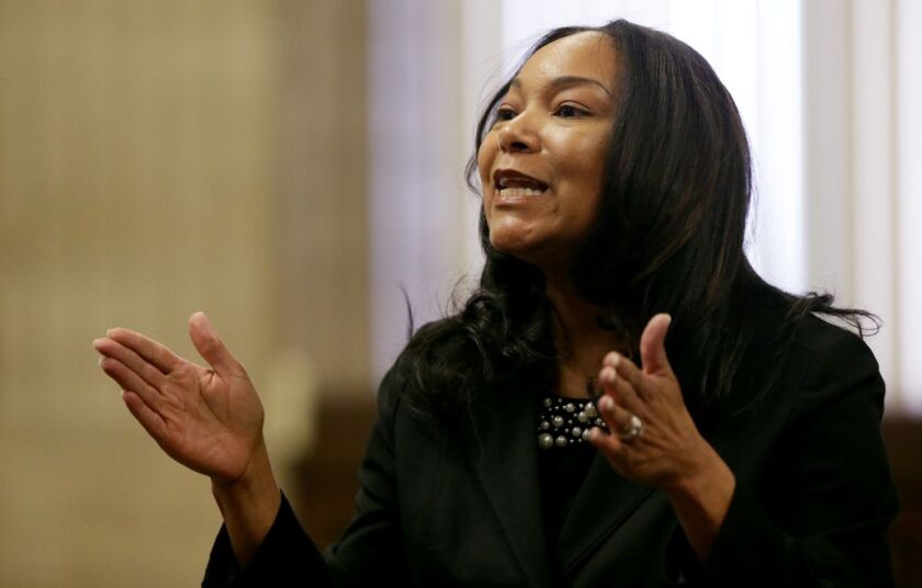 Assistant State’s Attorney Risa Lanier delivers opening statements as Shomari Legghette’s murder trial on Tuesday, March 3, 2020, at the Leighton Criminal Courthouse.