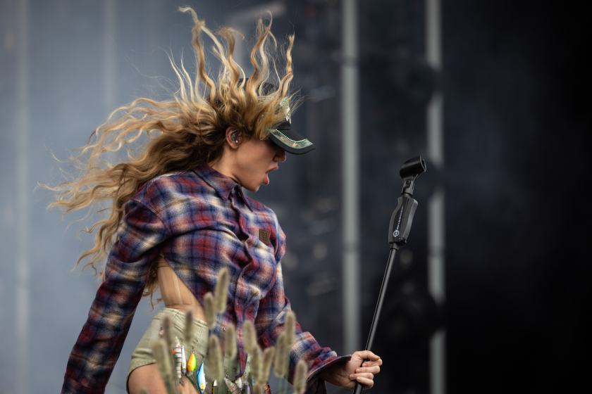 Slayyyter performs on the Bud Light stage on Day 2 of Lollapalooza in Grant Park, Friday, July 31, 2026.