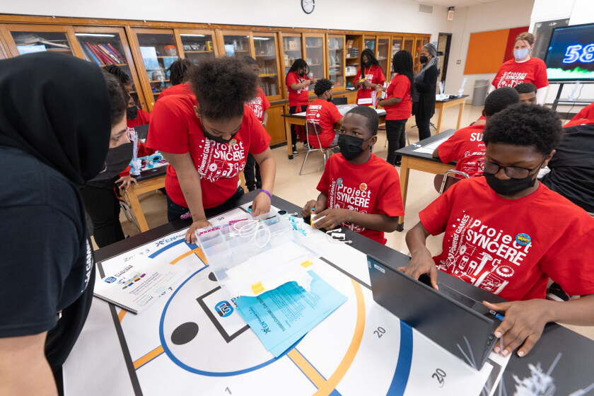 Charles Sumner Math & Science Community Academy students, during ENpowered Games robot challenge.