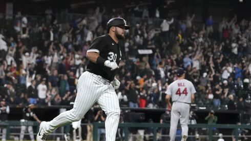 Jake Burger hit his third home run of the season, against Rich Hill, on Wednesday night at Guaranteed Rate Field.