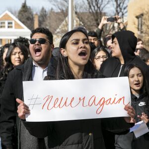 Students from Hancock High School walk out of class to protest gun violence. | Ashlee Rezin/Sun-Times