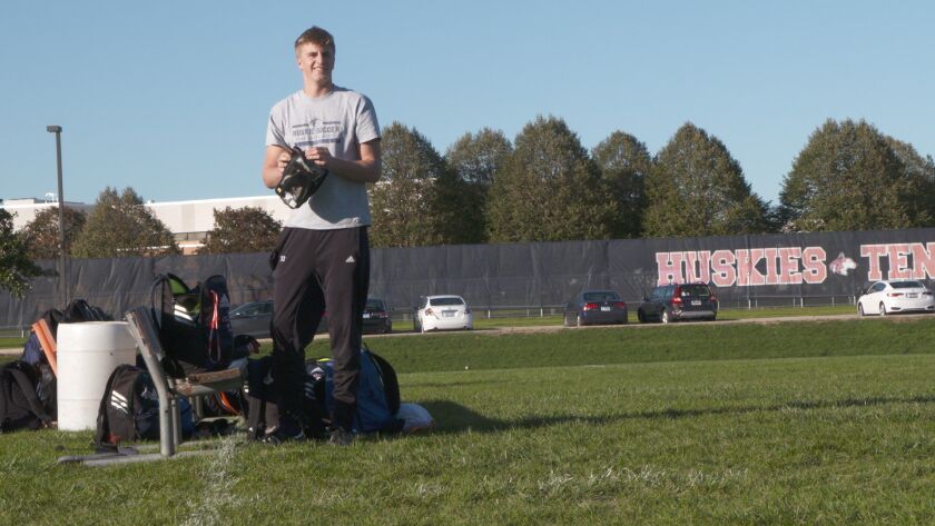 Naperville North goalkeeper Tom Welch prepares for practice. | Annie Costabile/Sun-Times