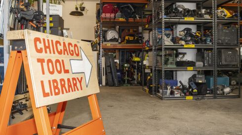 A variety of tools and hardware available to members of the library at the Chicago Tool Library at 1048 W. 37th St in Bridgeport, Tuesday, June 7, 2022.